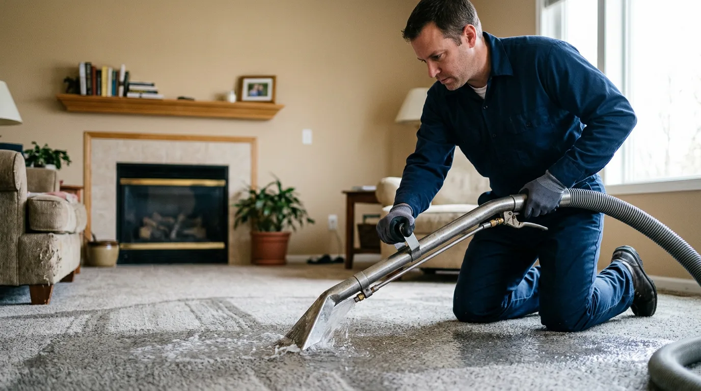 Water damage restoration technician working near Raymond, ME